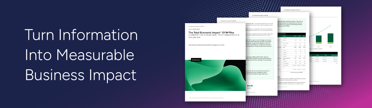 Forrester Total Economic Impact study graphic with the text ‘Turn Information Into Measurable Business Impact