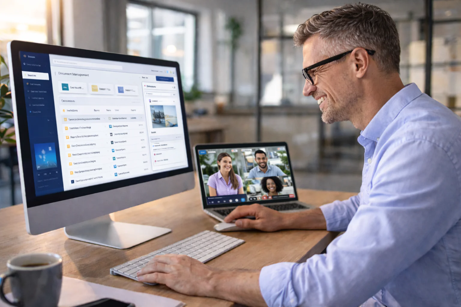 un homme travaillant à son bureau