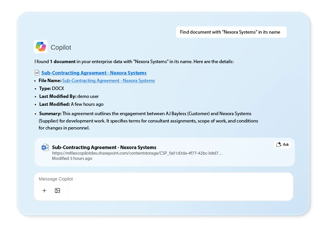 M365 Copilot side – Berik dokumenter med forretningsinnholdsbilde