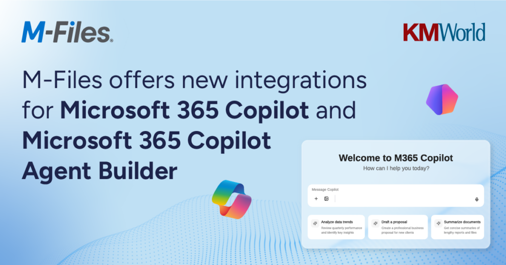 Intégrations de Microsoft  Copilot  Agent Builder - Nouveaux articles sur KMWorld