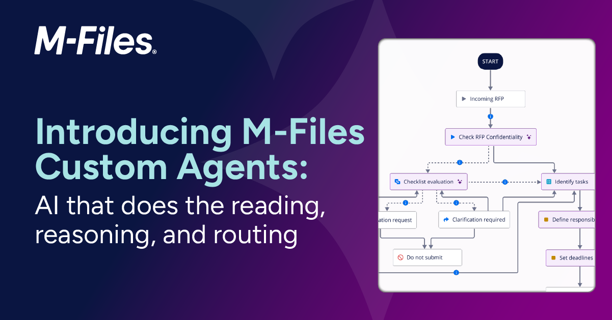 M-Files-Banner stellt benutzerdefinierte Agenten mit KI-gestützter Workflow-Automatisierung vor